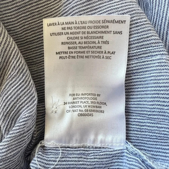 Anthropologie Maeve stripe ruffle sleeve button down shirt 5336 - Picture 9 of 10